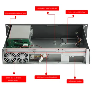 Telaio per Server 2U con <span class=keywords><strong>3</strong></span> slot per scheda madre <span class=keywords><strong>ITX</strong></span> a tutta altezza 4 con blocco profondo 280 Stock per <span class=keywords><strong>Computer</strong></span> industriale incorporato - Product Image 1