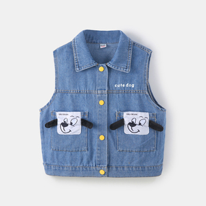 Gilet en jean <span class=keywords><strong>sans</strong></span> manches de haute qualité pour tout-petits garçons, collection printemps-automne, avec imprimé dessin animé mignon, vêtement d'extérieur, manteau quotidien pour bébés garçons - Product Image 1