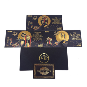Billet durable de 100 dollars The Nightmare Before Christmas billet plaqué feuille d'<span class=keywords><strong>or</strong></span> pour animaux de compagnie <span class=keywords><strong>en</strong></span> stock - Product Image 1