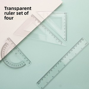 Ensemble d'outils rapporteur et règle transparents – Fournitures scolaires et de bureau – Règles <span class=keywords><strong>math</strong></span>ématiques pour enfants et <span class=keywords><strong>adultes</strong></span> – Kit de papeterie - Product Image 2
