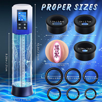 Pompe à pénis électrique à aspiration sous vide, masturbateurs masculins, agrandissement du pénis, 4 modes d'entraînement, 3 vibromasseurs à aspiration, 2 étuis en silicone, 100% silicone