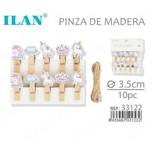 Ilan Mollette in Legno 3,5cm 10pz Design Unicorno per Abbigliamento Neonato - Product Image 3
