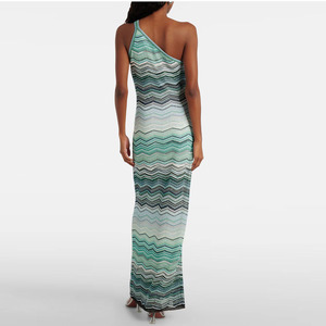 Abito Asimmetrico a Spina di Pesce da Donna |   Abito Monospalla Bicolore per Feste Serali ed Eventi Sociali - Product Image 4