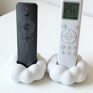 Cloud-Shaped Dual-Slot Remote Control Holder 3D Printed Desktop Storage Organizer For Home Decor - Product Image 1
