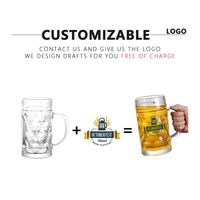 Vente en gros classique de 17/40oz, chopes à bière incassables, fortes et épaisses, chopes en verre pour boissons gazeuses, tasse en verre à bière avec poignée