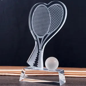 Yıl kristal tenis turnuvası kristal kupa amblemi ile 23cm özel