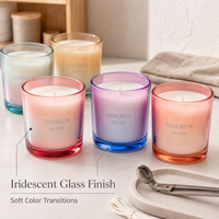 Pot à bougie en verre arc-en-ciel irisé personnalisé, récipient en verre coloré réutilisable pour la fabrication de bougies et l'emballage de parfums d'intérieur