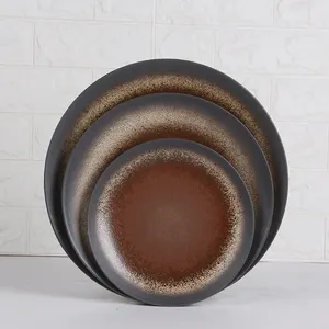 porcelain ceramic dark brown Salad Brunch Lunch Banquet Service dishes Plate