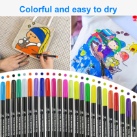Marqueurs textiles - Stylos à peinture textile indélébile non toxique, double pointe oblique - Pointe fine pour le marquage textile