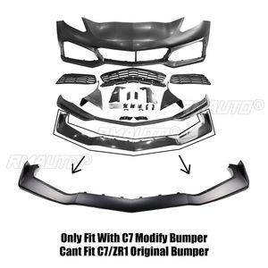 Para Chevy Corvette C7, Parachoques Modificado Estilo ZR1 2014-2019, Alerón Delantero de Fibra de Carbono Estilo Brillante Negro - Product Image 2