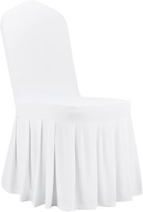 Housse de chaise de mariage en polyester blanc extensible avec volants, pour fêtes, banquets et décorations de mariage - Product Image 4