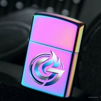 Nouveauté # Accessoire de fumeur tendance, briquet à huile rechargeable avec couvercle rabattable, couleur rose ou couleur personnalisée, logo personnalisé