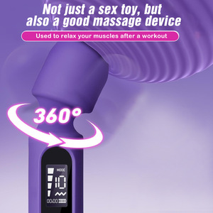 BANSEY LED Screen <b>Magic</b> <b>Wand</b> Vibrator 4 Speeds 3 Silicone Heads Magnetic Charge IPX6 Waterproof Adult Pleasure Device - Product Image 2