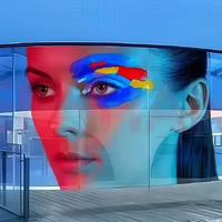 Écran LED en cristal holographique invisible lorsqu'il est éteint, film flexible haute transparence pour mur de devanture de boutique de luxe