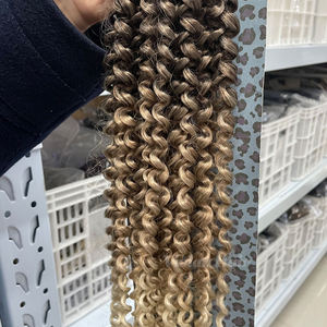 Trecce da 22 pollici con onde d'acqua morbida per Passion Twist ricci intrecciati capelli in fibra naturale nero Pre-loop all'uncinetto tinti-all'ingrosso - Product Image 2