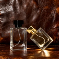 Flacon de parfum carré vide de luxe personnalisé, transparent, avec pompe pulvérisateur, anti-fuite, 30 ml, 50 ml, 100 ml, bouchon doré en verre