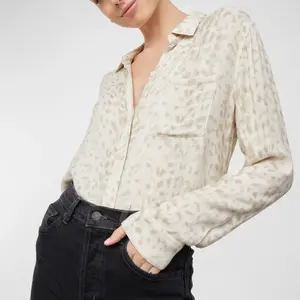 Blusa tejida de manga larga con estampado de leopardo para mujer, blusa holgada con cuello extendido y botones en la parte delantera