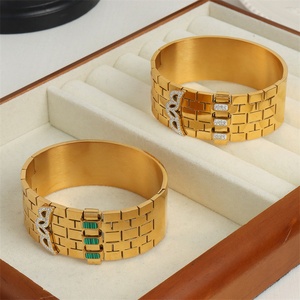 High Quality Personalized Jewelry Titanium Steel Zircon Shell Charm Chunky <b>Bangle</b> <b>Bracelets</b> - Product Image 1