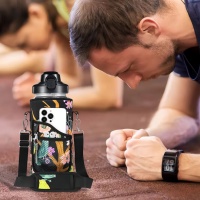 Bouteille d'eau de sport de 2 L sans BPA avec brosse, étui de transport, poche pour téléphone et sangle