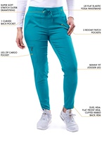 Uniformes d'hôpital personnalisés bleu sarcelle Jogger élastique de confort femmes gommage pantalon cargo uniformes médicaux Joggers soins infirmiers gommages