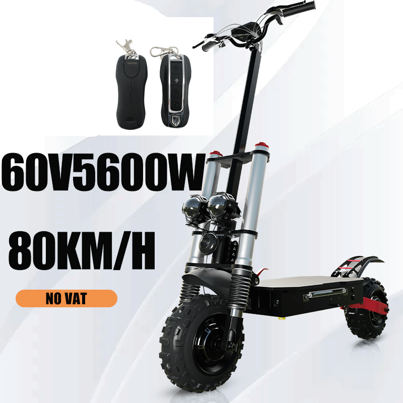 Электрический скутер с двойным мотором, складной электрический скутер с максимальной скоростью 85 км/ч, 5600 Вт, 11 дюймов