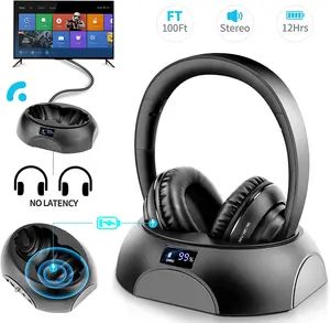 Digital audio TV wireless headphone, stereo rechargeable headset for seniors, during pairing, pass through support INDA YH710