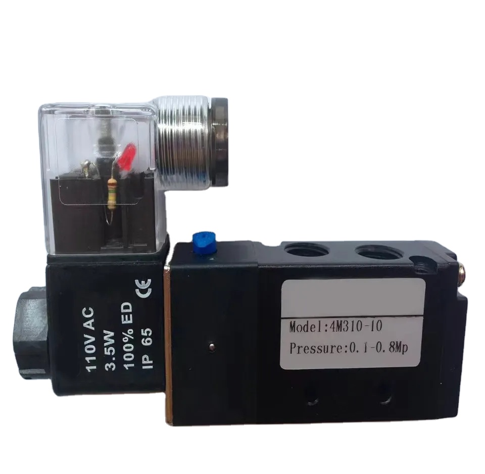Électrovanne Pneumatique TAILONZ 4V210-08 5/2 Voies - 1/4 BSP - 220V - Simple Bobine Pilotée - Aluminium Haute Précision