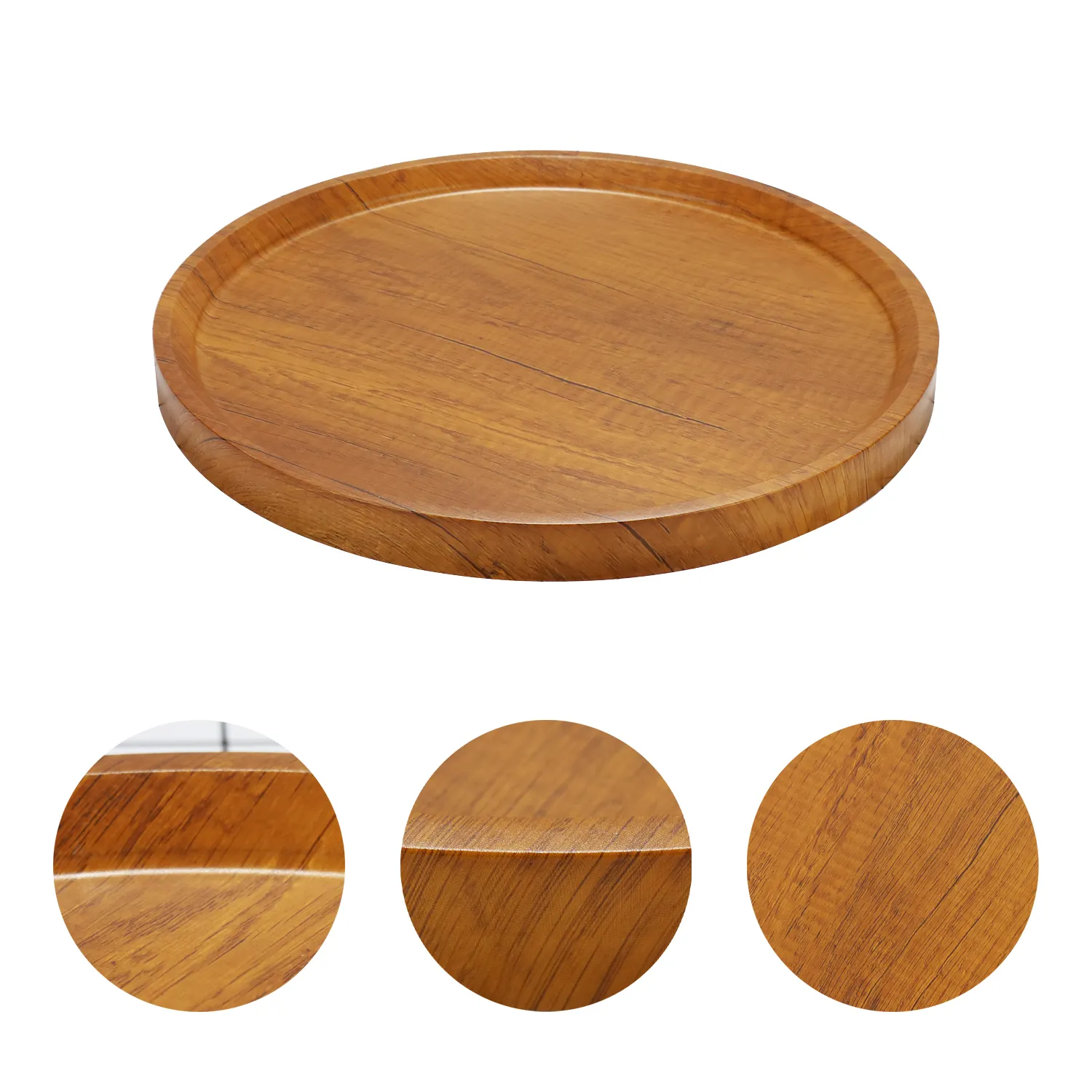 Houten Decoratief Acaciahout Koffiedienblad Hout Ronde Serveerschaal Eetblad Ontbijttrays