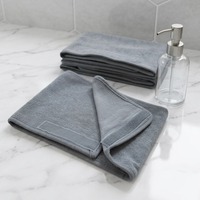 Turban en tricot gris polyester-polyamide, couleur unie, carré, séchage rapide, ultra-doux, pour usage domestique