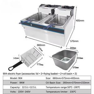 Friteuse électrique de cuisine commerciale en acier inoxydable Double réservoir avec deux paniers pour la friture de beignets de <span class=keywords><strong>poisson</strong></span>, etc. - Product Image 2