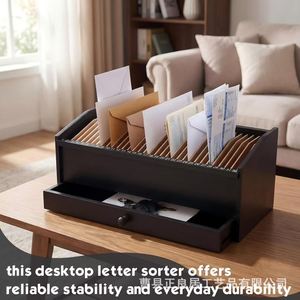 Wooden Desktop <b>File</b> <b>Organizer</b> With Drawers Letter Storage Box Office Desk Bill Receipt Sorter 32 Slots - Product Image 5