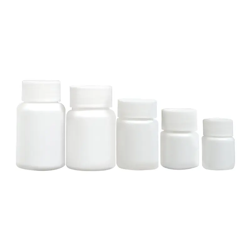 Casing Tablet Vitamin putih, wadah penyimpanan obat kosong portabel 20ml 30ml pil plastik putih bubuk padat