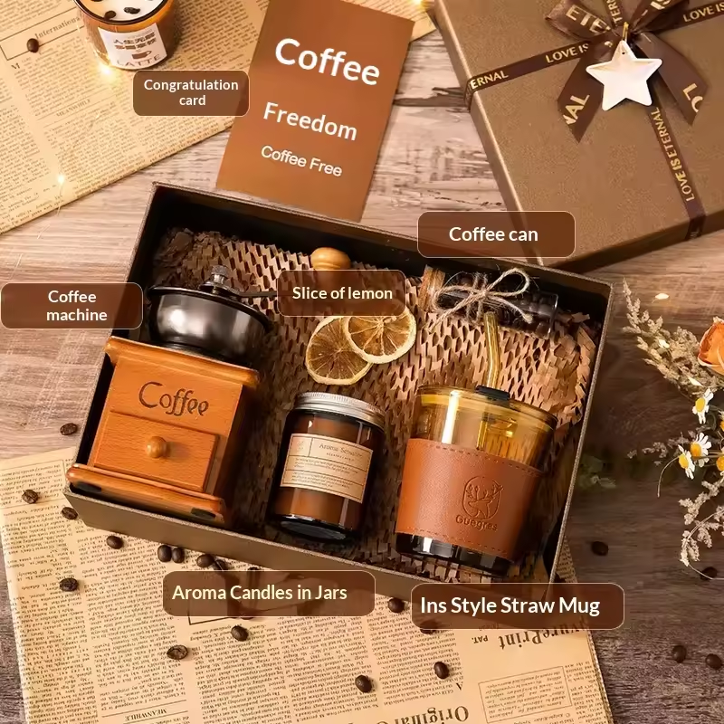 Set cafetera + caja regalo marrón + modelo e