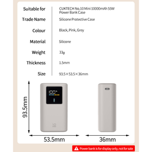 Funda Protectora Delgada de Silicona de Alta Calidad para Banco de Energía Cooltech CUKTECH Modelo 10 Mini con una Capacidad de 10000 mAh y una Potencia de 55 W - Product Image 6