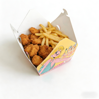 Boîte à collation jetable en carton à compartiments, motif dessin animé, taille personnalisable, emballage polyvalent pour pâtisseries, poulet frit, frites, sur mesure