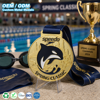 Médaille de sport personnalisée plaquée or, en alliage de zinc, avec ruban, motif orca, émail dur, pour compétition de natation, commémorative