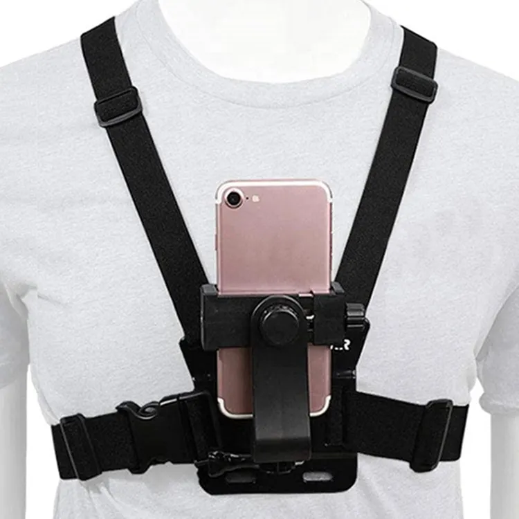New 2 in 1 Adjustable Elastic Cell Phone Quick Clip Mobile phone holder Action Camera Chest Strap Mount Harness for GoPro 11 10