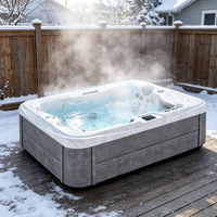 VIRLUX Spa carré moderne en acrylique écologique, 37 jets, garantie 5 ans, compact, pour extérieur, installation autonome dans la cour