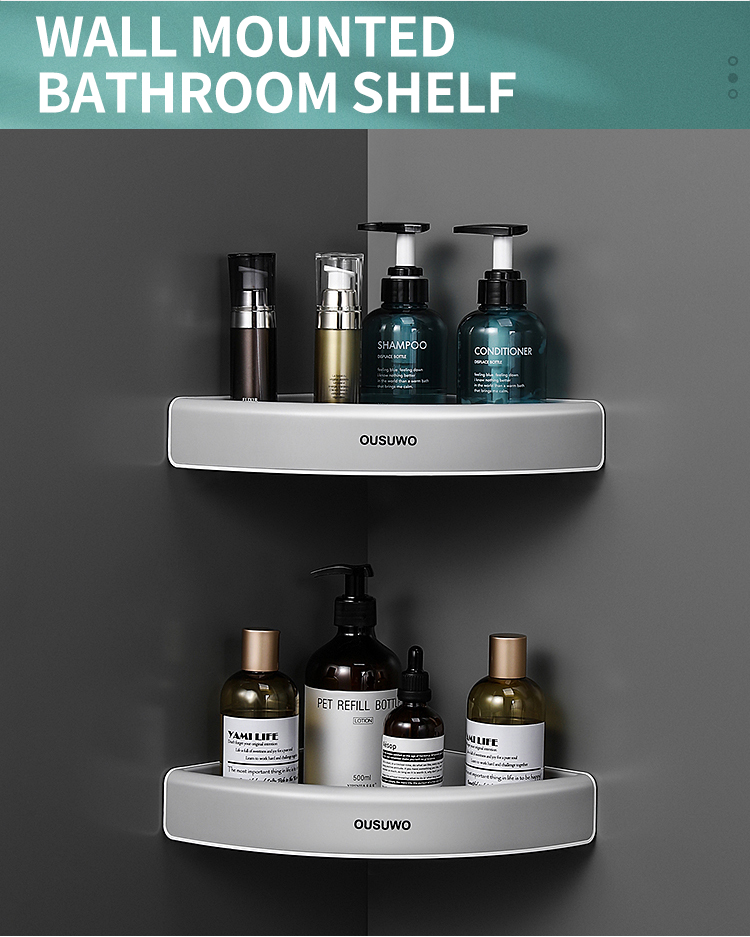 Wall Mounted Shower Shelf Rack Plastic Corner Storage Rack Bathroom Shelves