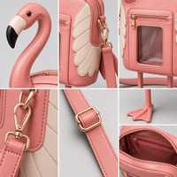 Sac à bandoulière Ita Bag en cuir PU rose en forme de flamant rose avec fenêtre en PVC, fabrication d'échantillons OEM ODM