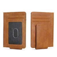 Dompet Tipis dengan Penutup Magnetik untuk Pria, Kulit, Anti-RFID, Minimalis, Kantong Depan, Penjepit Uang, Tempat Kartu Kredit