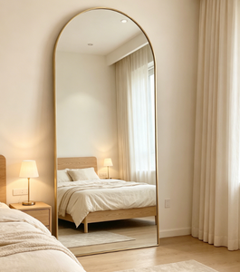 Heavenly <b>Mirror</b> Arched Full Length 4mm Thick Acrylic Aluminum Alloy Frame Freestanding Wall Mounted Decorative Entryway <b>Mirror</b> - Product Image 4