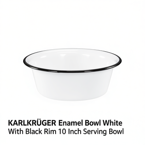 Bol en émail KARL KRGER blanc avec bord noir, 10 pouces, bol de service - Product Image 2