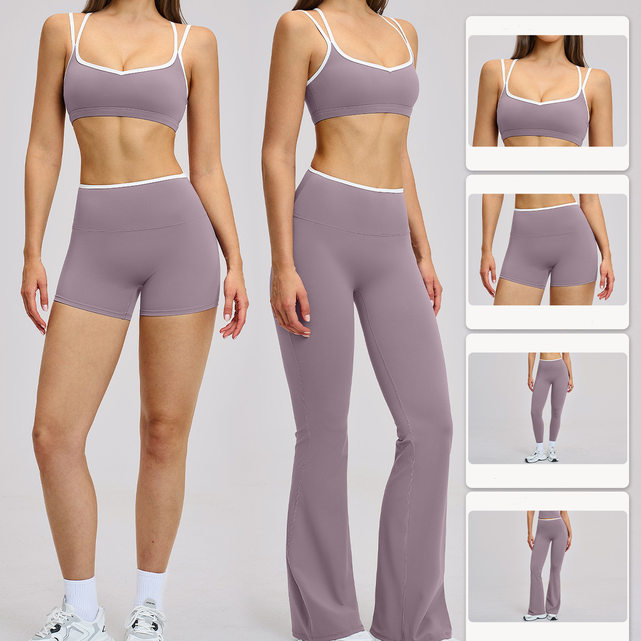 Ropa Deportiva Mujer Women's Sports Wear Solid Eco-Friendly Breathable Two-Piece Set Bra Shorts Set For Yoga Gym Active Wear