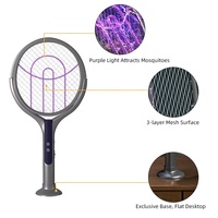 Raquette électrique anti-mouches pliable rechargeable, raquette électrique pour tuer les insectes volants, raquette lumineuse pour le camping et les voyages