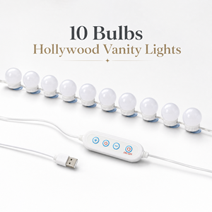 USB <b>LED</b> Vanity <b>Mirror</b> Light with Suction Cups 10 Bulbs 3 Light Colors Dimmable Makeup <b>Mirror</b> Lighting Kit - Product Image 5