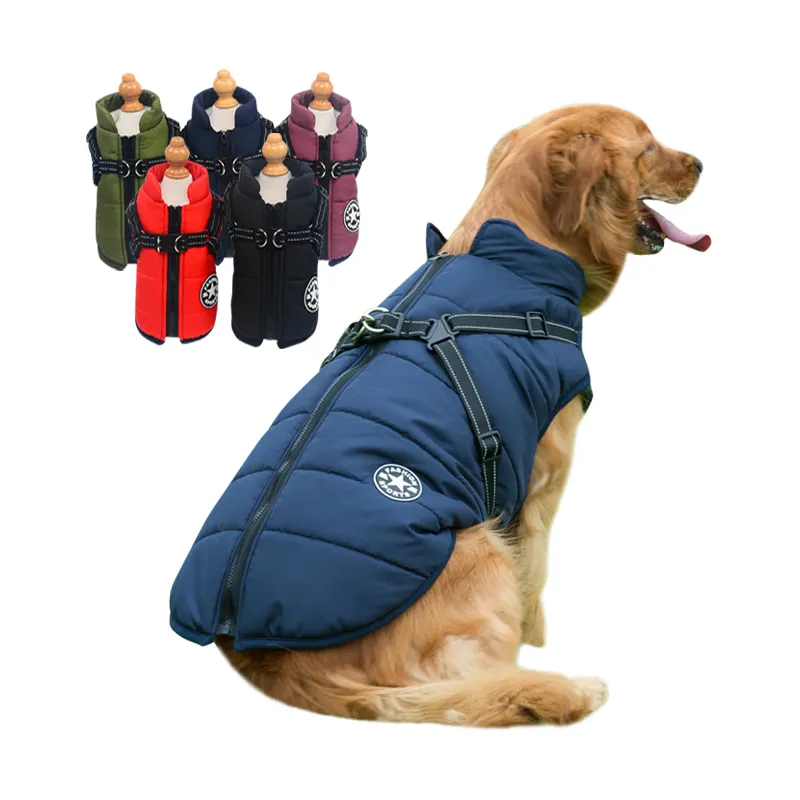 Vendita calda vestiti per cani inverno caldo vestiti per animali domestici abbigliamento popolare giacca per cani impermeabile imbracatura