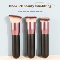 Petit Pudsy – Ensemble de pinceaux de maquillage pour le visage à tête plate et inclinée, manche en bois, pour fond de teint liquide et BB, sans absorption de poudre