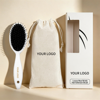 Brosse à cheveux à coussin d'air avec manche blanc, poils en nylon et en poils de sanglier pour le massage quotidien du cuir chevelu et le coiffage des cheveux