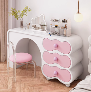 Coiffeuse en bois massif laqué, pour chambre à coucher, style moderne et épuré pour petit appartement, coiffeuse de chevet - Product Image 4